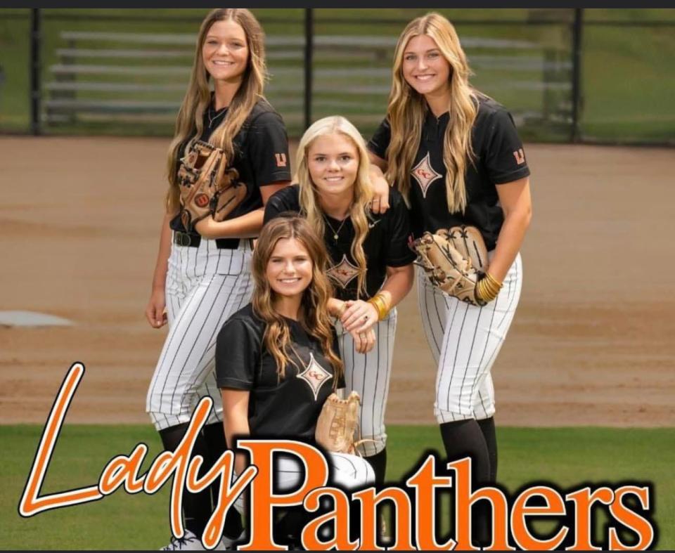 Glascock Lady Panthers seniors, Grace Kelley, Jacey Usry, Lexi Mitchell and Addie Bentley.