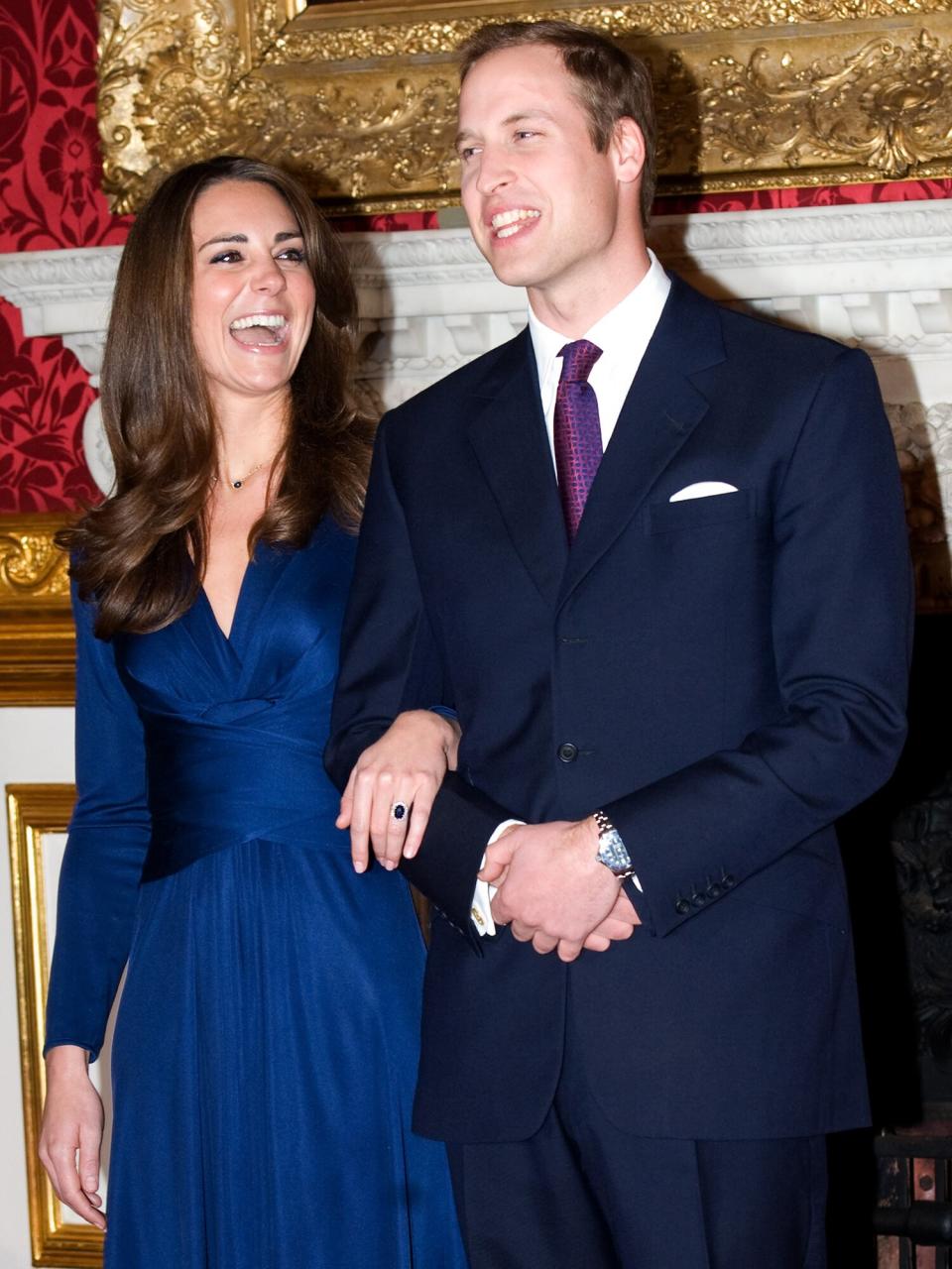 Prince William and Kate Middleton pose for photographs in the State Apartments of St James Palace on November 16, 2010 in London, England