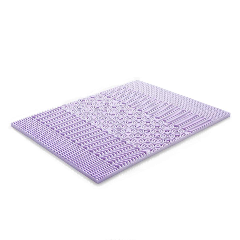 LUCID 2 Inch 5 Zone Lavender Memory Foam Mattress Topper