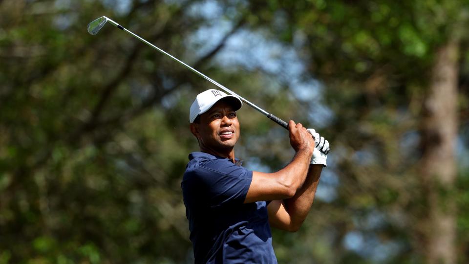 Tiger Woods taking a swing at The Masters 2022