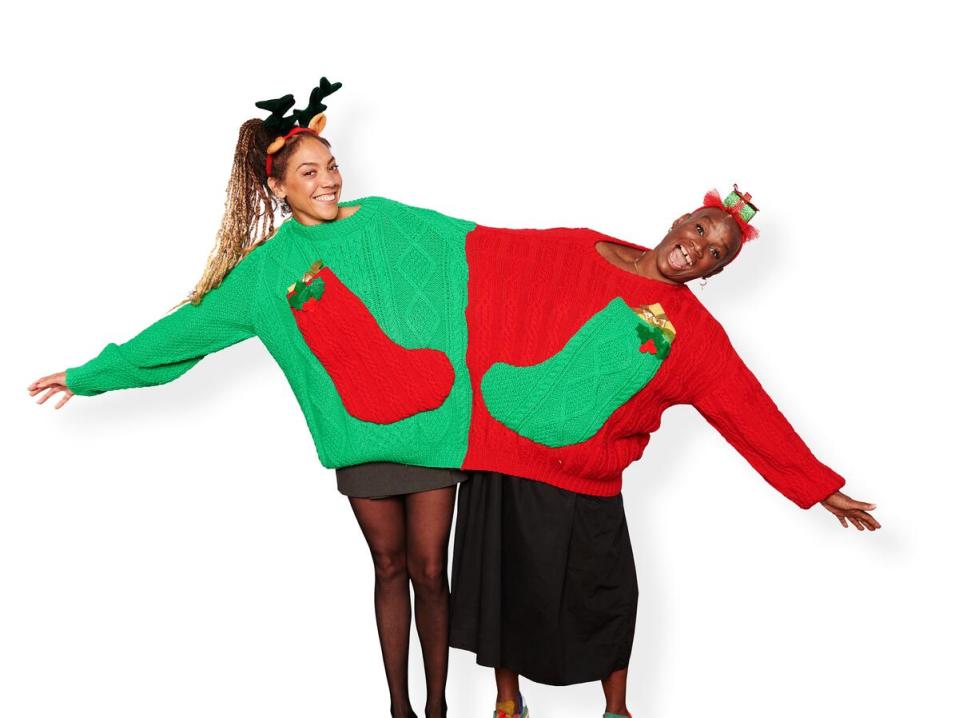 Mother-daughter duo Andi and Miquita Oliver have joined forces to celebrate Save the Children’s Christmas Jumper Day (Save the Children/Ray Burmiston/PA)