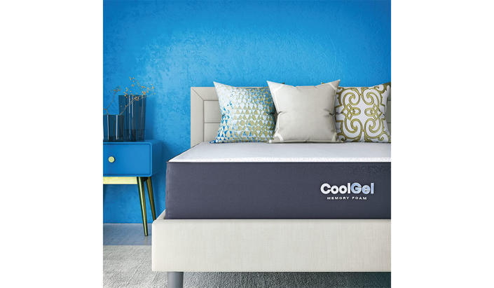 Corner of Cool Gel mattress on bed frame
