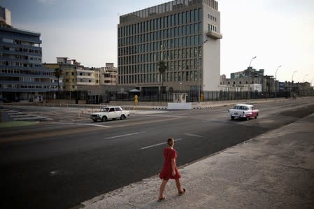 The U.S. embassy is seen in Havana