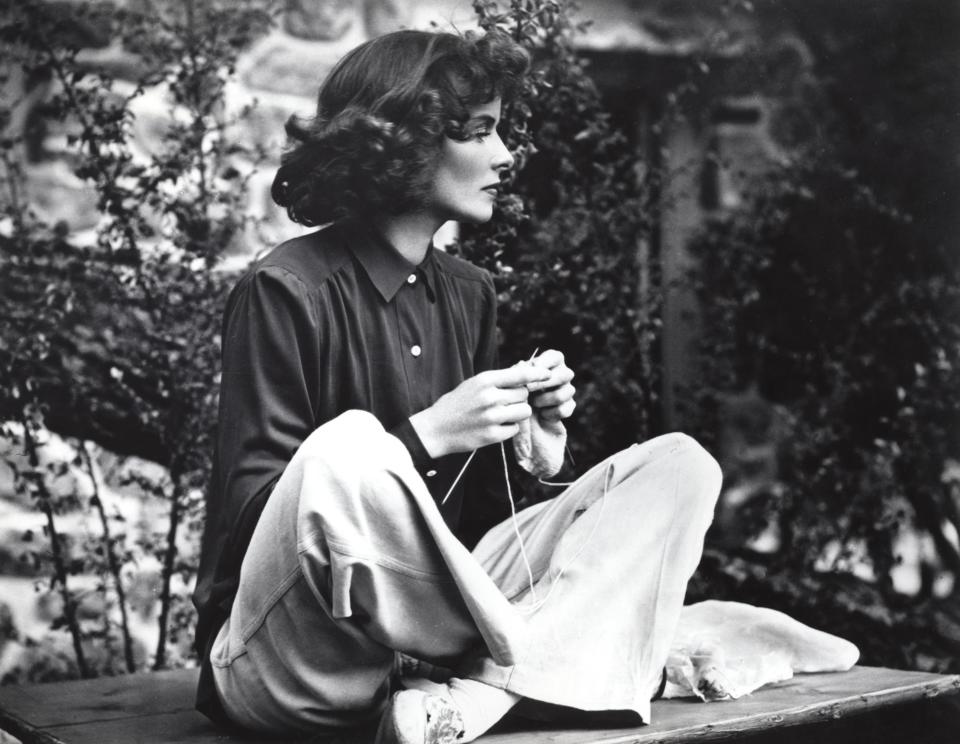 Early 1940s: Katharine Hepburn makes a case for all-day denim for women.