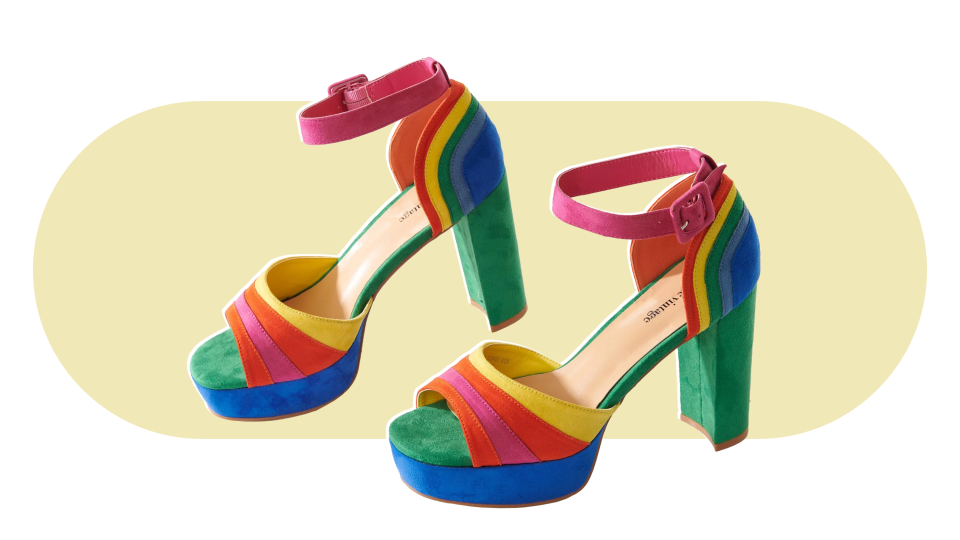 Commit to the retro-inspired trend with these Rainbow Pumps from Unique Vintage.