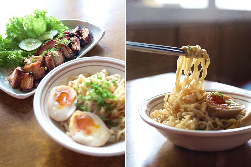 Scallion Oil Noodles with a side of their signature 'chasiu'.