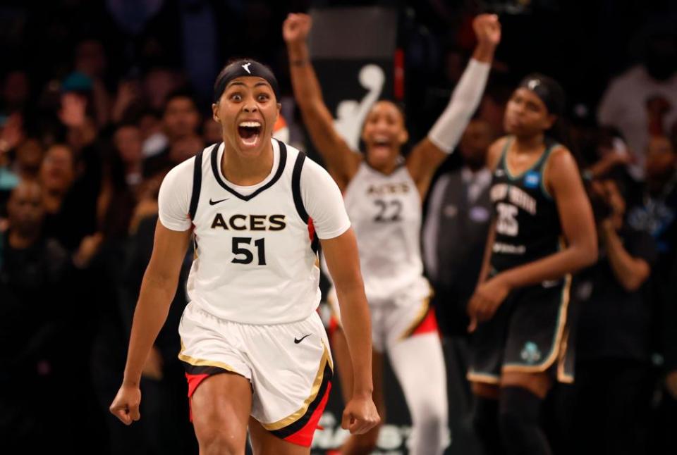 The Aces’ Sydney Colson, who averaged less than five minutes per game during the regular season and playoffs, was an emergency addition to the Las Vegas rotation for Wednesday night’s Game 4 clincher.