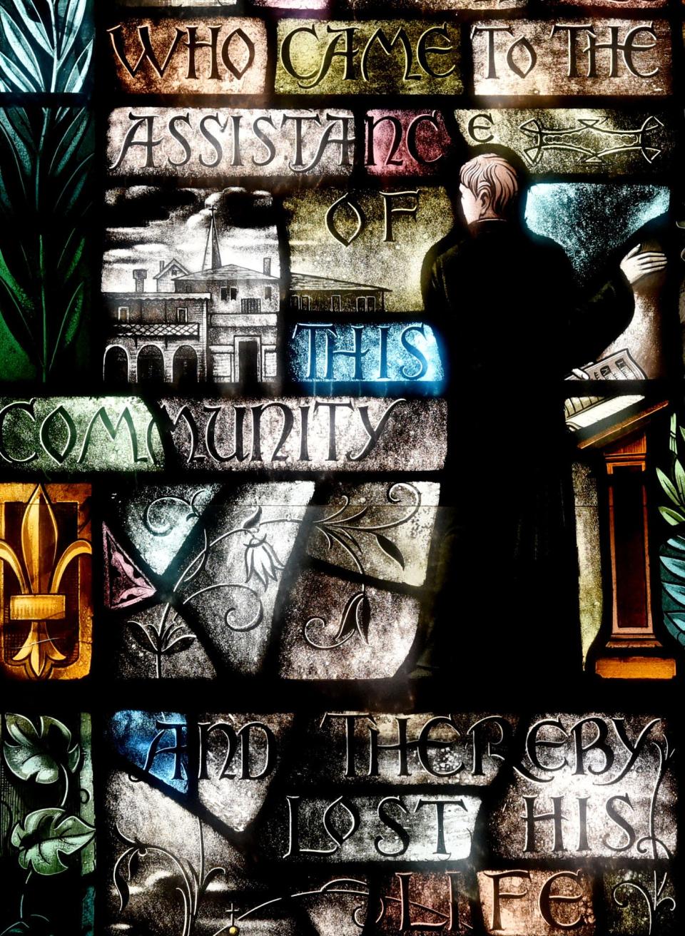 The Rev. Louis Marie Gergaud depicted in the stained glass window at Holy Trinity, is one of the five priests who died from yellow fever in Shreveport.