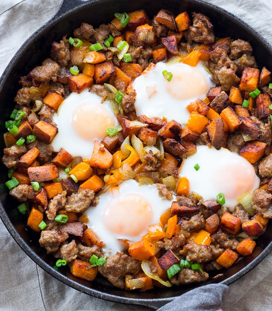 Sweet Potato Hash With Sausage and Eggs from Paleo Running Momma