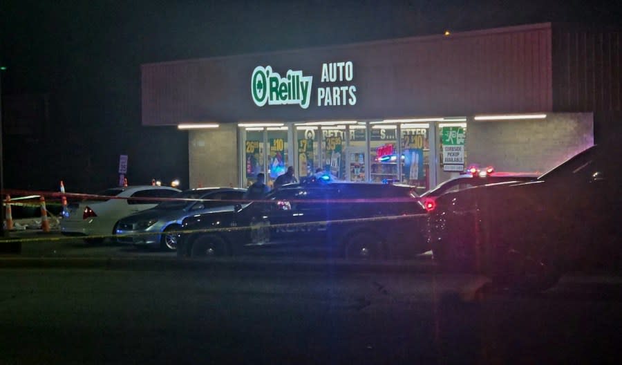 Kansas City, Kansas homicide scene outside O'Reilly Auto Parts on Parallel Parkway