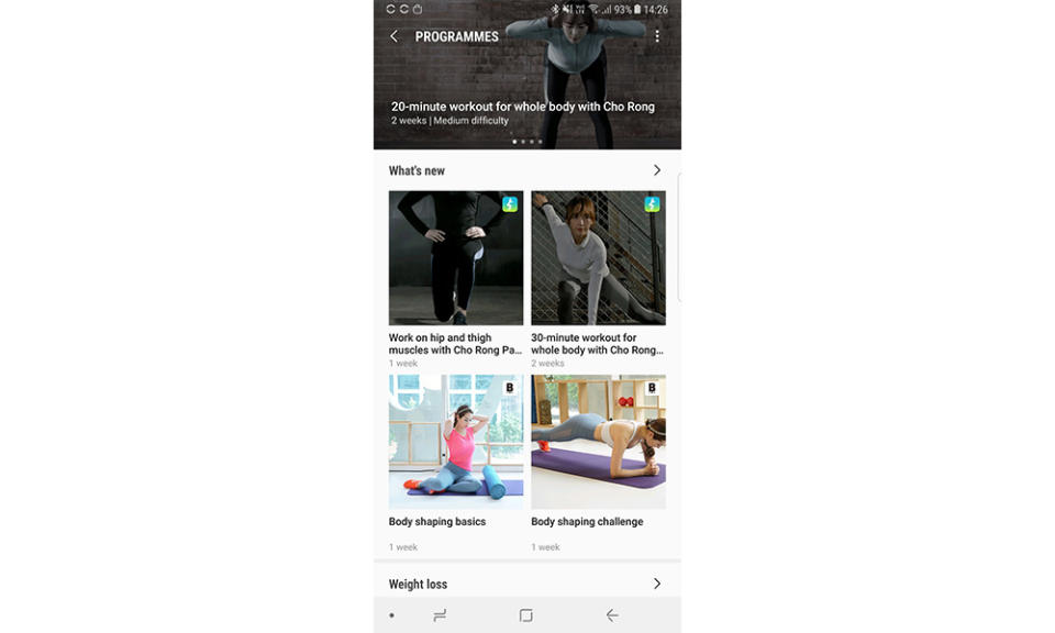 Fitness programs from the Fit Evolution Pro app sync with the Gear Sport.