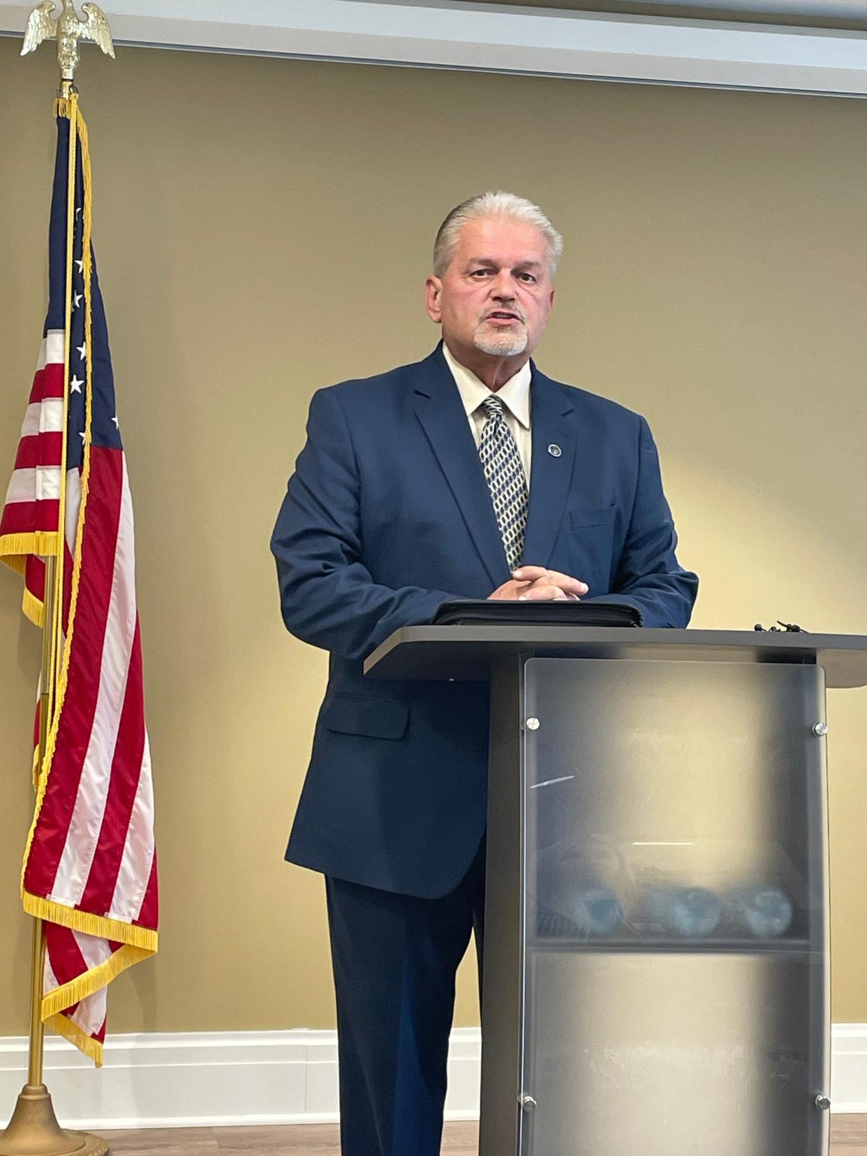 Medina County Prosecutor S. Forrest Thompson on Thursday discusses the theft of rings off the fingers of elderly residents at a Medina Township nursing home.