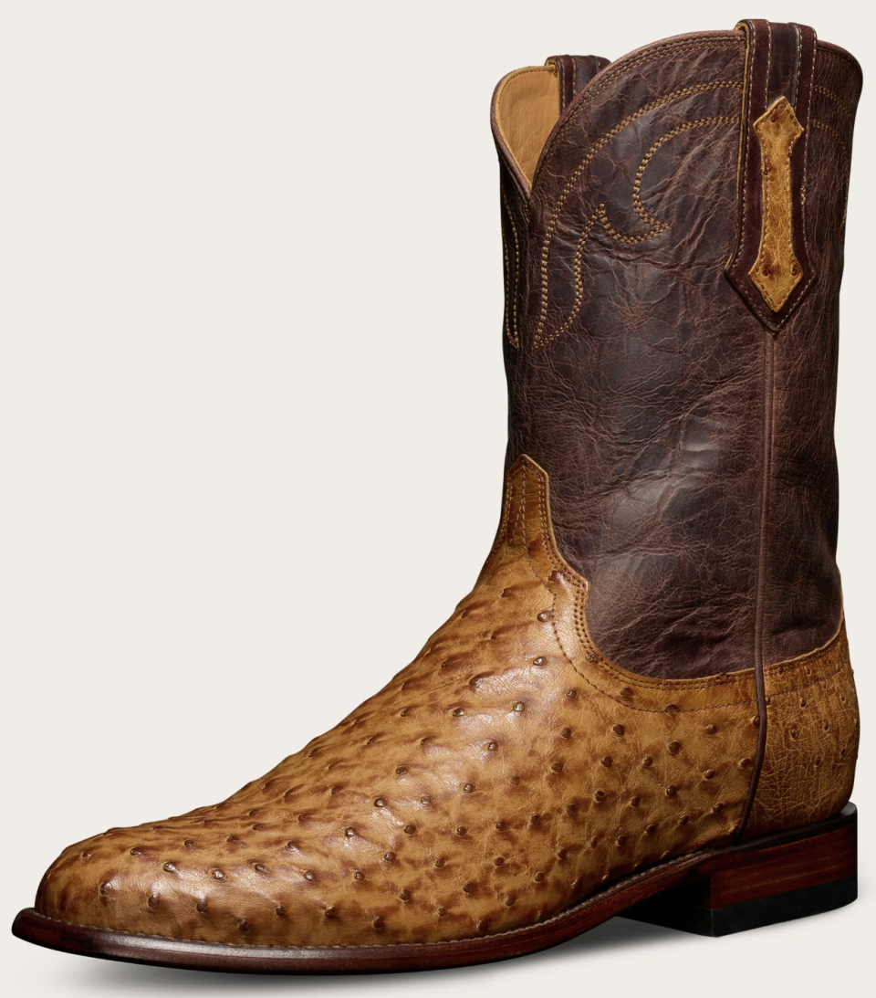 ostrich leather brown and light brown boots