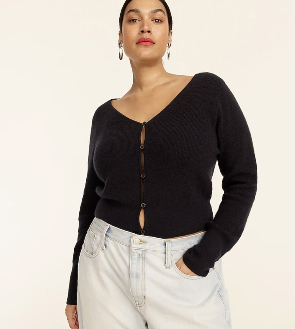 J.Crew Featherweight Cashmere Cropped Cardigan Sweater