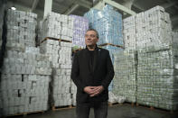 Daniel Rosato, President of Rosato Paper Mill, poses at the factory floor in Buenos Aires, Argentina, on Friday, July 8, 2022. Business leaders like Rosato are scrambling, trying to deal with a fresh rash of import restrictions making it difficult to buy products from abroad, complicating life for companies trying to keep supplies stocked at a time when the government is trying to hold onto precious few hard currency reserves. (AP Photo/Victor R. Caivano)