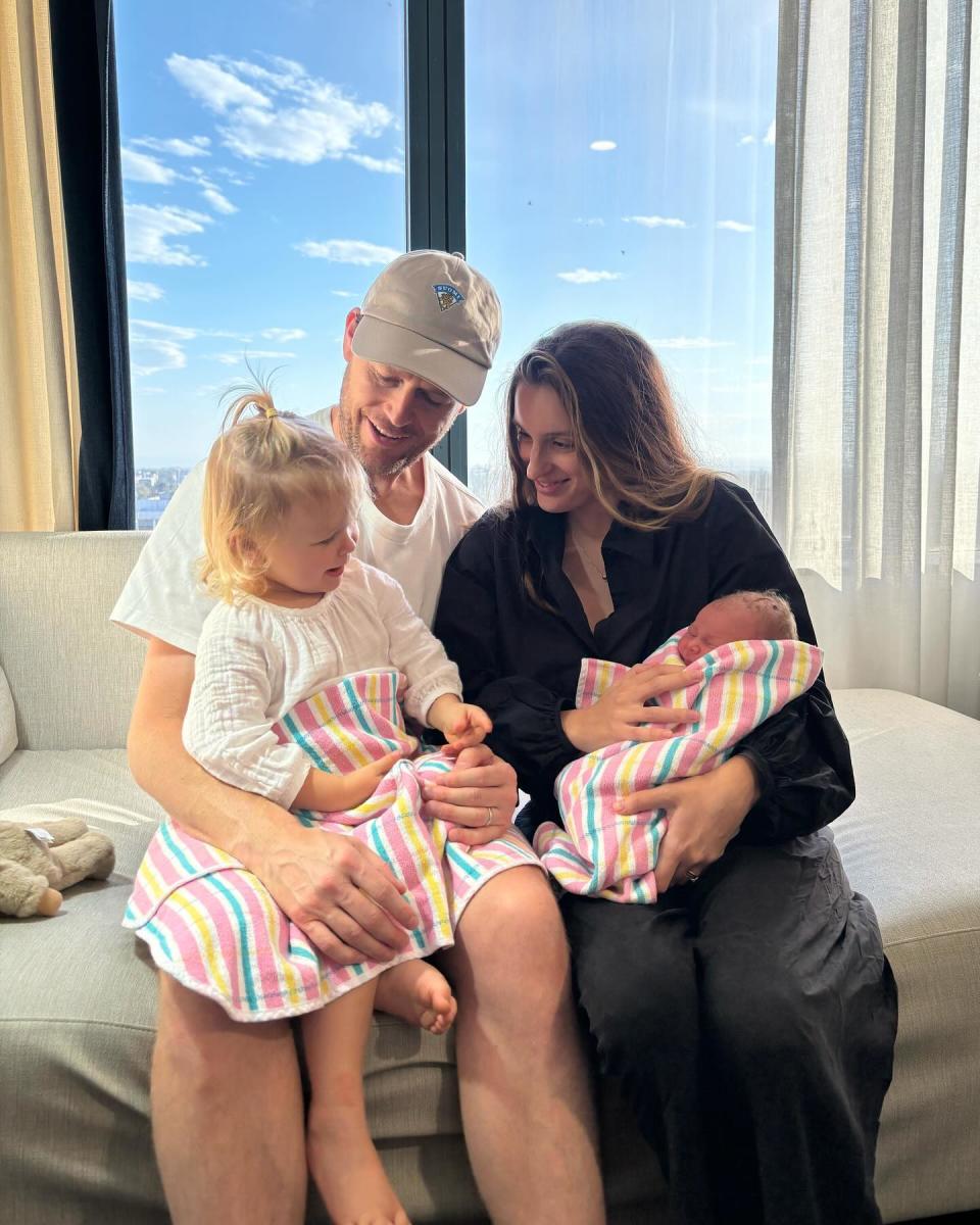 Channel Nine host Tom Steinfort with his family