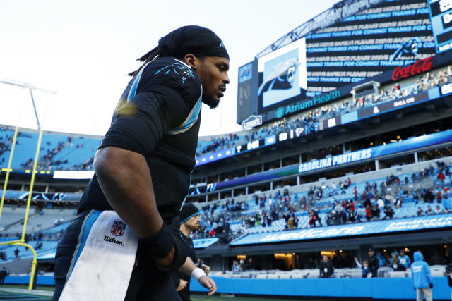 Cam Newton scores a touchdown vs the Atlanta Falcons