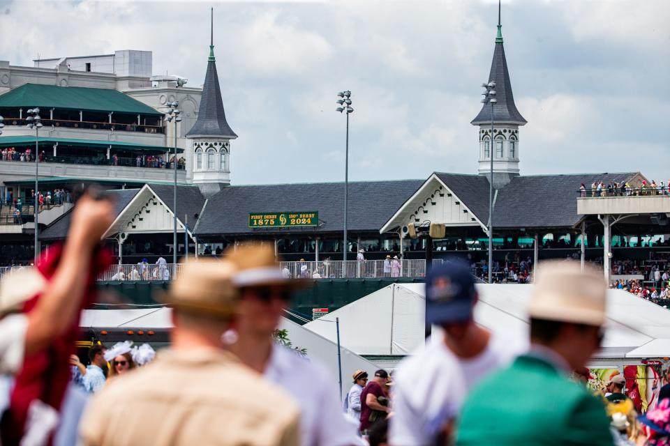 A large crowd gathered in the infield at the 150th Kentucky Derby at Churchill Downs in Louisville, Ky., on Saturday, May 4, 2024.