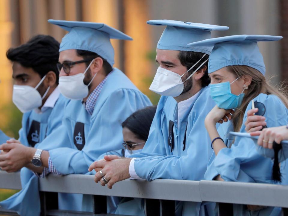 graduation coronavirus college university online face masks grad graduate students