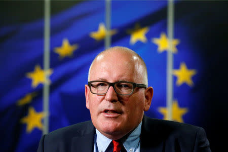 European Commission First Vice-President Frans Timmermans speaks during an interview with Reuters at the EU Commission headquarters in Brussels, Belgium, June 26, 2017. REUTERS/Francois Lenoir