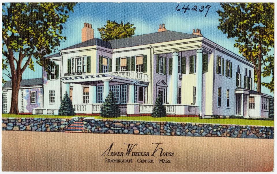 A postcard of the Abner Wheeler House, which was at 680 Worcester Road (Route 9), across from where Trader Joe's now stands.