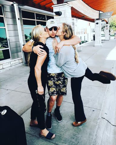 <p>George Kittle/Instagram</p> George Kittle with his mom Jan and sister Emma