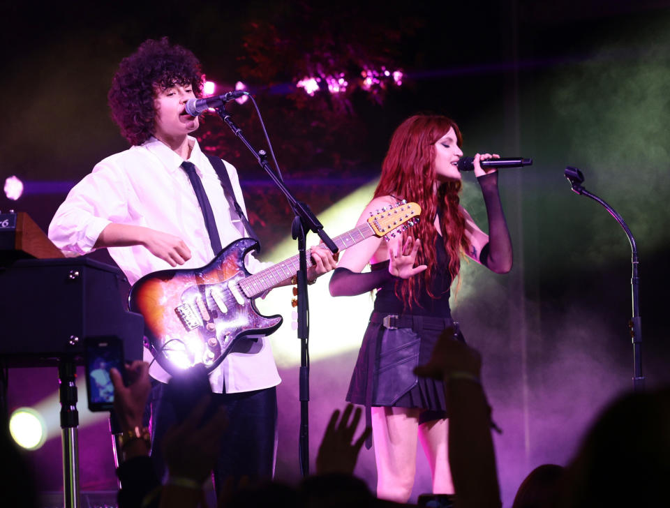 NEW YORK, NEW YORK - JUNE 06: Naomi McPherson and Katie Gavin, of the band MUNA, perform onstage at the Party in the Garden at the Museum of Modern Art on June 06, 2023 in New York City. (Photo by Dimitrios Kambouris/Getty Images for The Museum Of Modern Art)