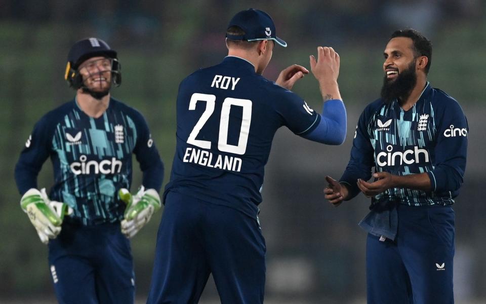 Jason Roy and Adil Rashid - Adil Rashid takes four wickets day after appearing at racism hearing - Gareth Copley/GETTY