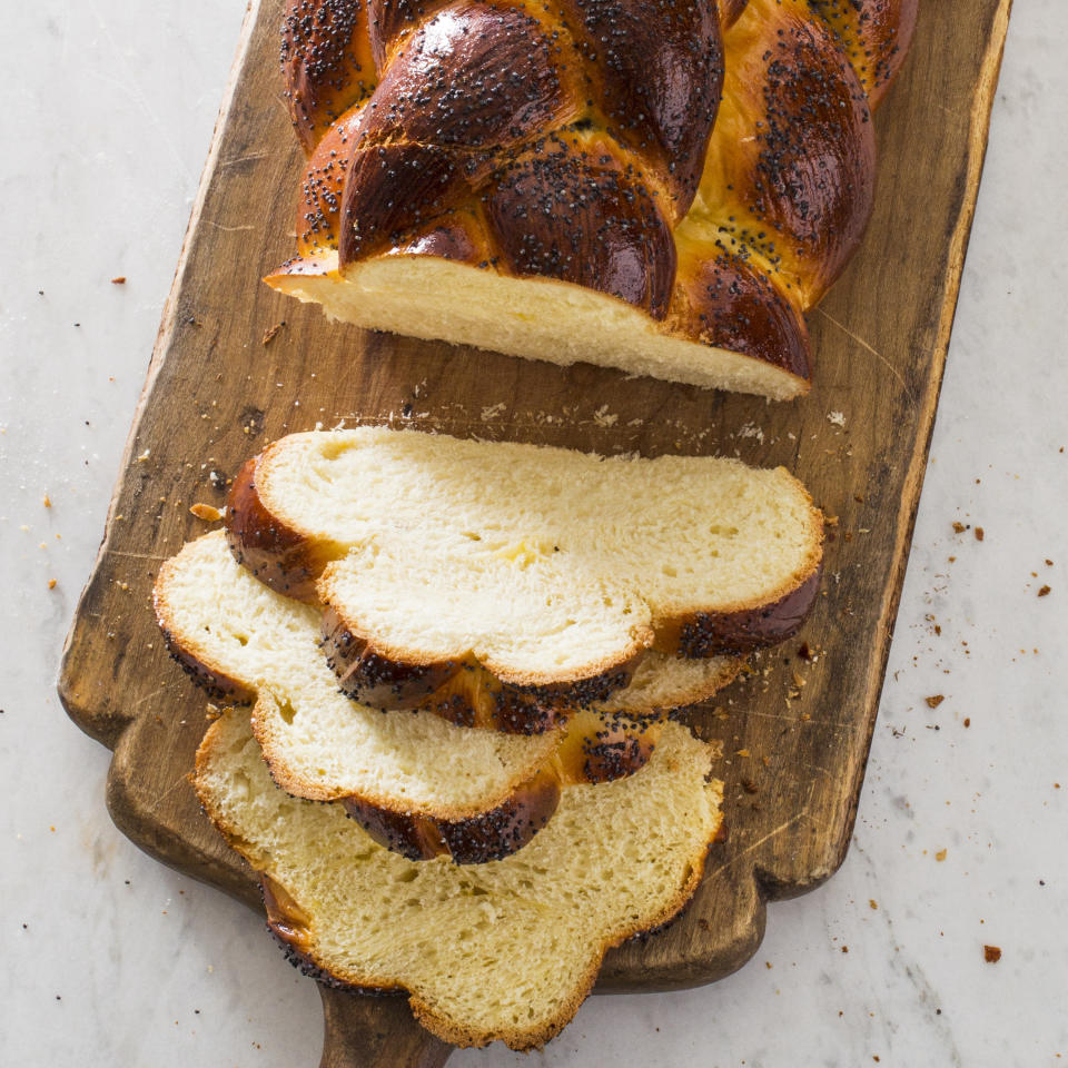 This undated photo provided by America's Test Kitchen in October 2018 shows challah in Brookline, Mass. This recipe appears in the cookbook “Bread Illustrated.” (Carl Tremblay/America's Test Kitchen via AP)