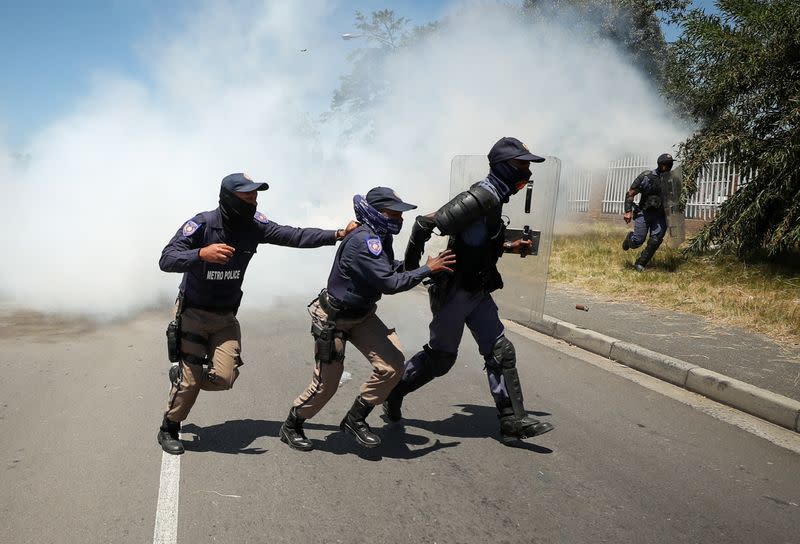 South African opposition party EFF protest against alleged racism in Cape Town