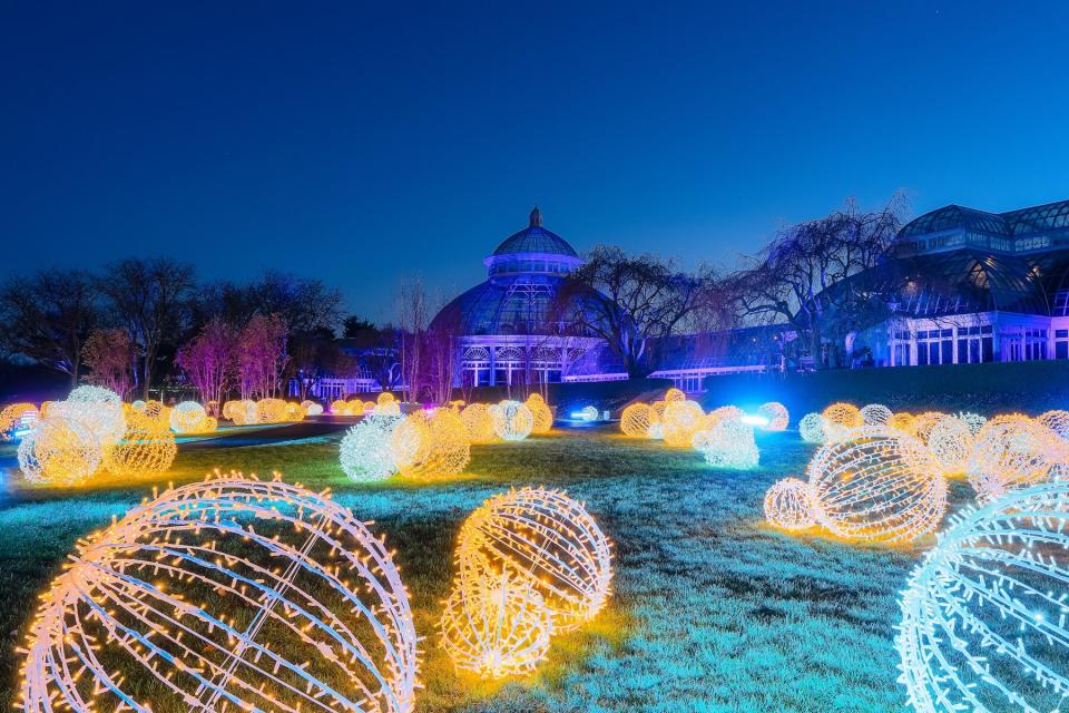 New York Botanical Garden Train Show and Glow during holiday season