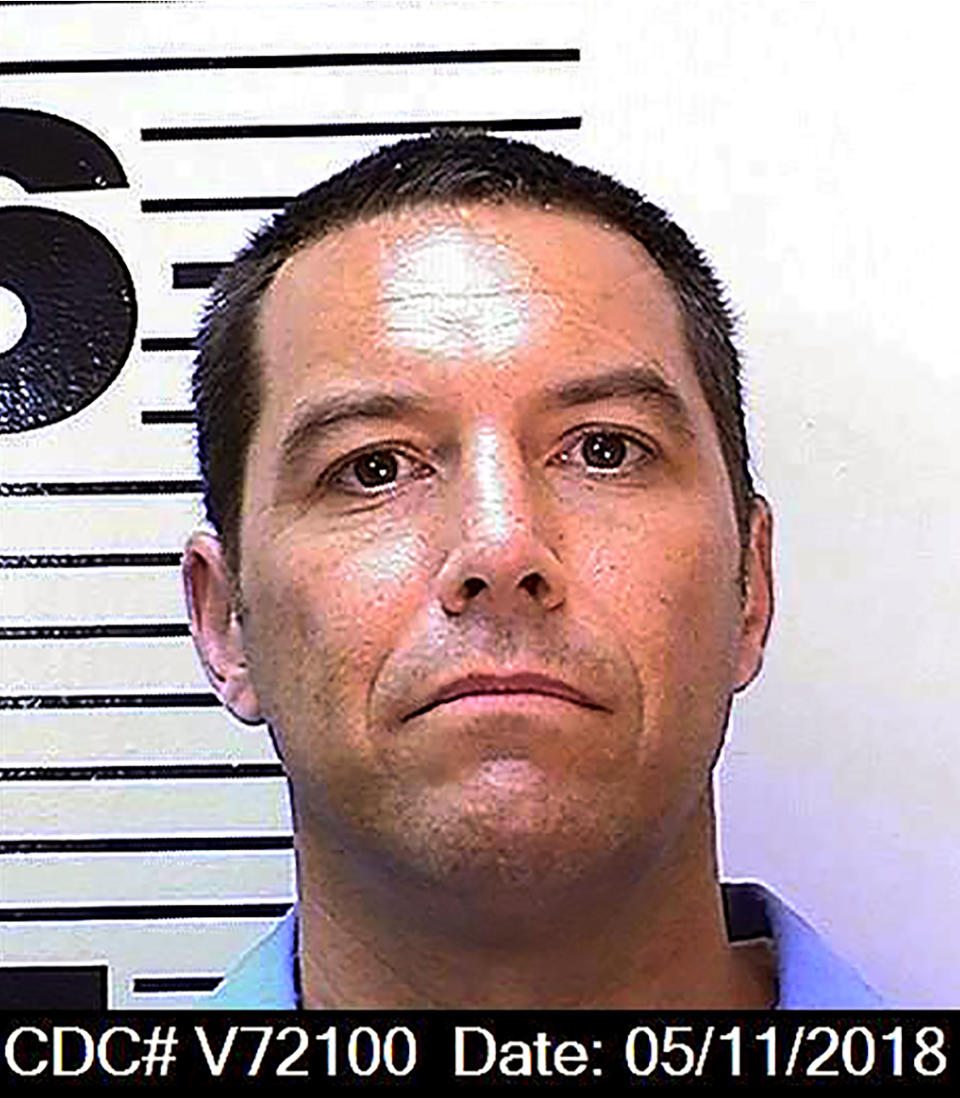 This May 11, 2018 photo from the California Department of Corrections and Rehabilitation shows Scott Peterson. Northern California prosecutors said Friday, Oct. 23, 2020, they will again seek the death penalty for Peterson in the slaying of his pregnant wife and unborn son nearly 19 years ago, even as a county judge considers throwing out his underlying conviction because of a tainted juror. Stanislaus County District Attorney Birgit Fladager acted after the California Supreme Court in August overturned Peterson's 2005 death sentence in a case that attracted worldwide attention. (California Department of Corrections and Rehabilitation via AP)