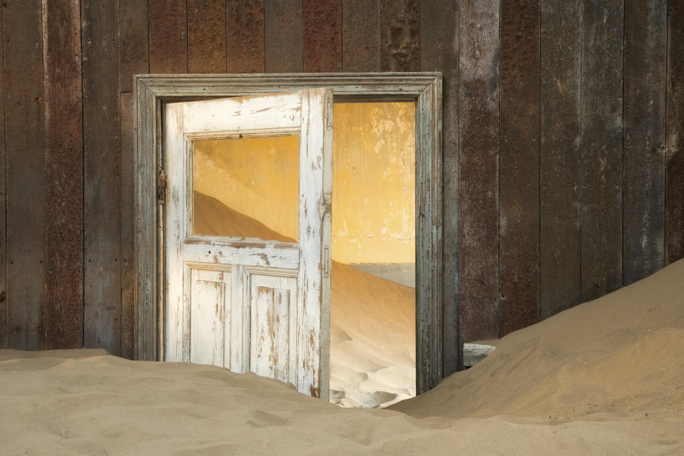 Abandoned diamond mine flooded by sand