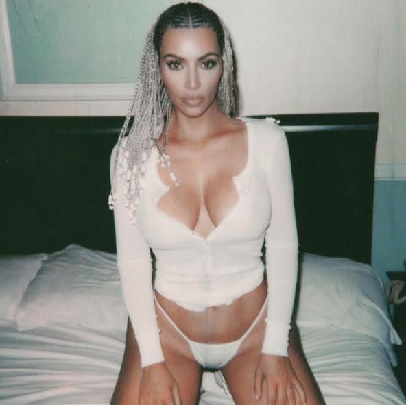 Kim K received some backlash for crediting white actress Bo Derek for her look. Source: Instagram / @kimkardashian