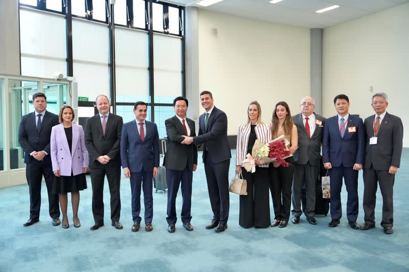 Paraguay's President-elect Santiago Pena arrives at Taoyuan airport