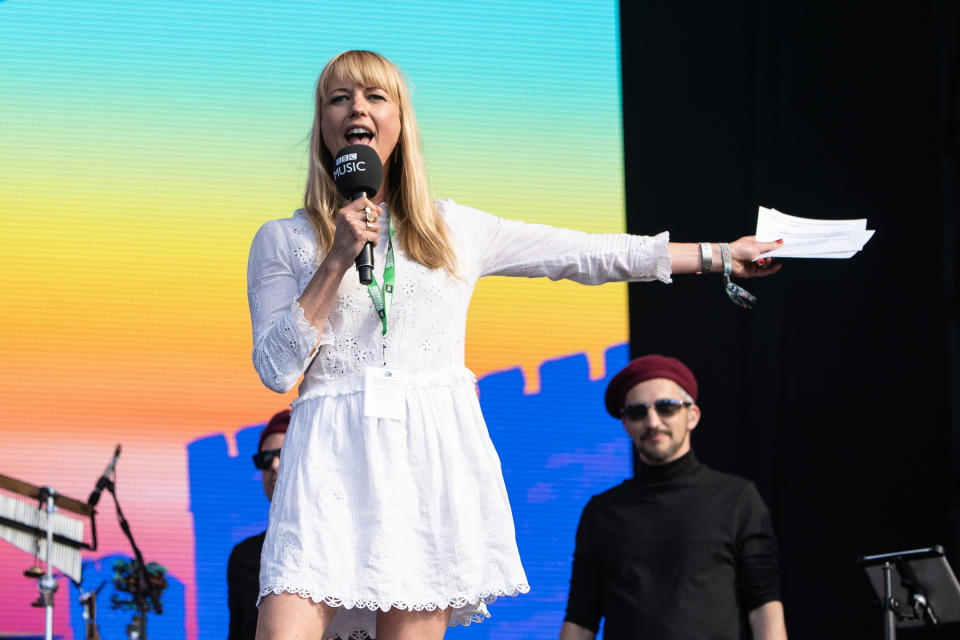 PERTH, SCOTLAND – MAY 26: Sara cox introduces Emeli Sande at BBC Radio – The Biggest Weekend at Scone Palace on May 26, 2018 in Perth, Scotland. (Photo by Lorne Thomson/Redferns)