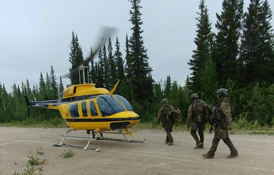RCMP aircraft searched the rugged terrain of northern Manitoba for murder suspects Bryer Schmegelsky and Kam McLeod but came up with nothing. Source: RCMP