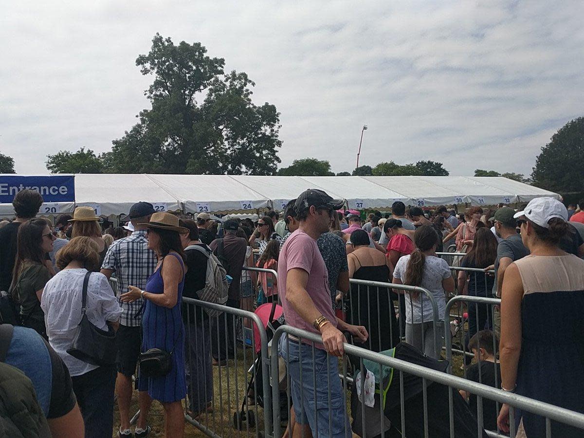 Furious families: Huge queues formed in Brockwell Park after fences were erected around Brockwell Country Show for the first time ever