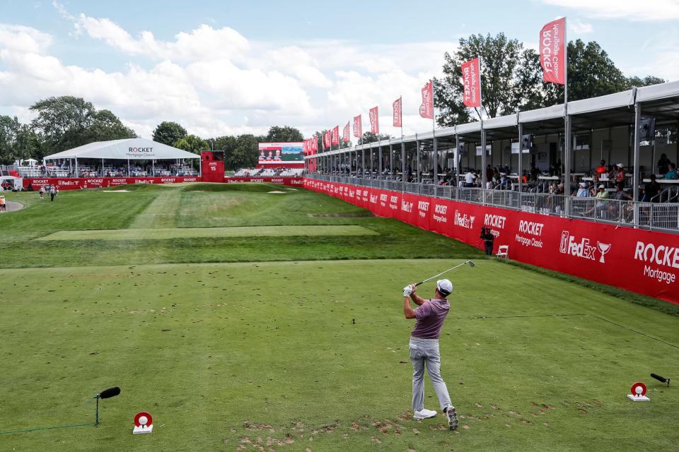 Kevin Kisner tees off on No. 15 during Round 1 of the Rocket Mortgage Classic at the Detroit Golf Club in Detroit on Thursday, July 28, 2022.