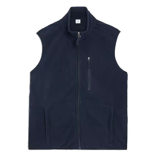 <p><a class="link " href="https://www.johnlewis.com/john-lewis-partners-recycled-fleece-gilet/p5725810" rel="nofollow noopener" target="_blank" data-ylk="slk:SHOP;elm:context_link;itc:0;sec:content-canvas">SHOP</a></p><p>What do sensible, gorpcore-lite men need? A gilet, that's what, and make sure it's a fully recycled, fully affordable one in navy from John Lewis. <br></p><p>£30; <a href="https://www.johnlewis.com/john-lewis-partners-recycled-fleece-gilet/p5725810" rel="nofollow noopener" target="_blank" data-ylk="slk:johnlewis.com;elm:context_link;itc:0;sec:content-canvas" class="link ">johnlewis.com</a></p>