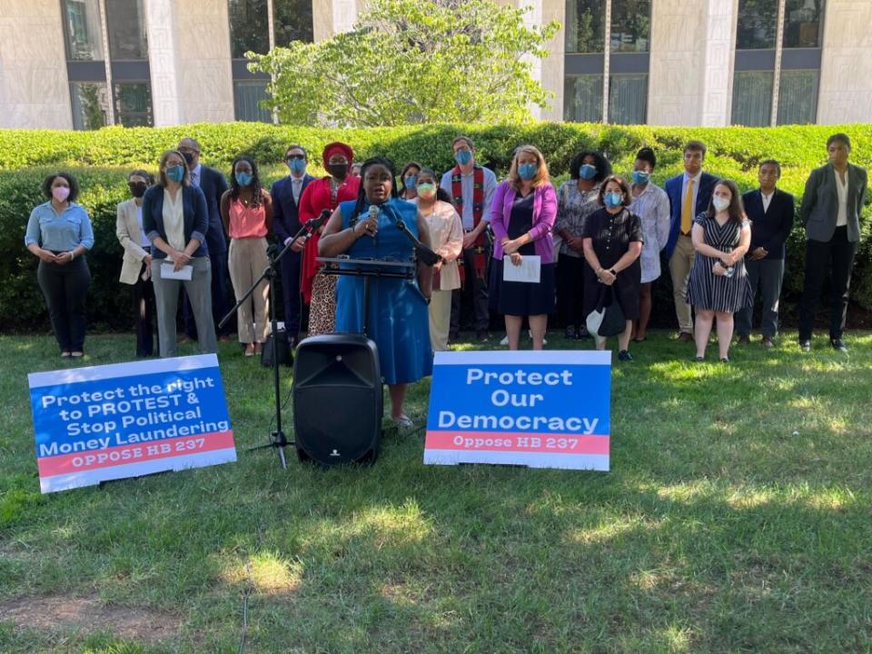 Dawn Blagrove, Executive Director of Emancipate NC, says HB 237 actually weakens our democracy. (Photo: Ahmed Jallow)