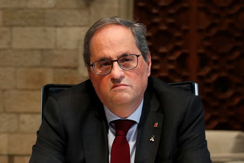 El presidente de la Generalitat de Cataluña, Quim Torra, durante un evento en el Palacio de la Generalitat en Barcelona