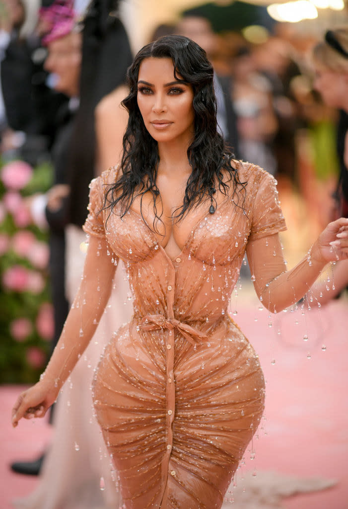 Kim Kardashian arriving at the Met Gala carpet