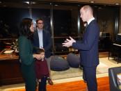 <p>The Waleses meet with Mayor Michelle Wu at City Hall.</p>