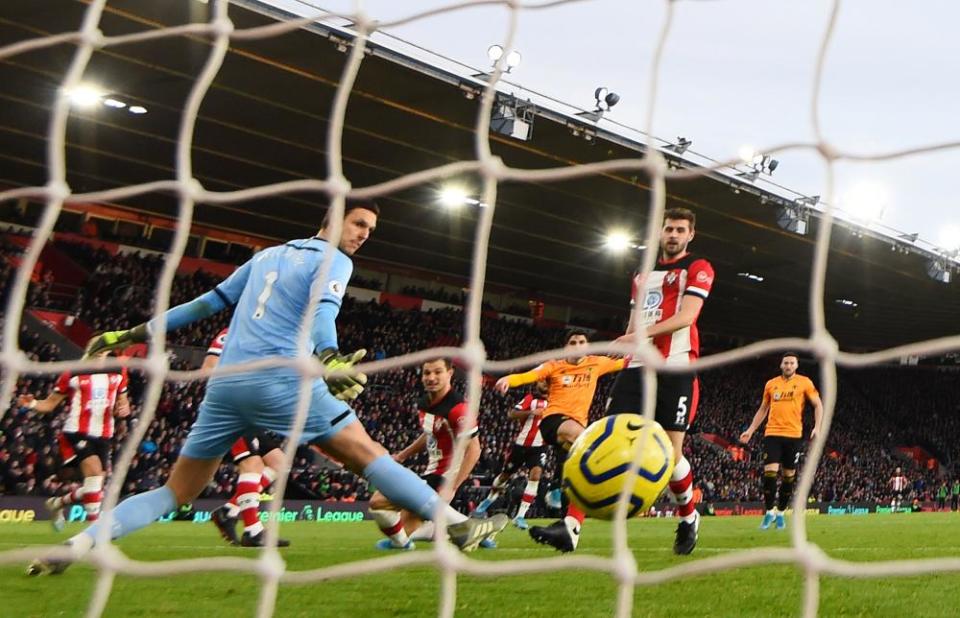 Pedro Neto scores Wolves’s first goal in the comeback win.