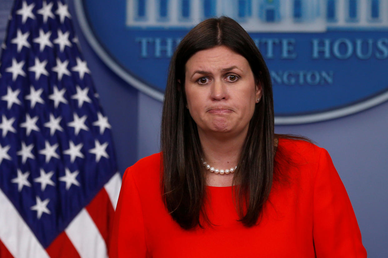 Deputy White House press secretary Sarah Huckabee Sanders holds the daily press briefing at the White House on July 11, 2017. (Photo: Jonathan Ernst/Reuters)