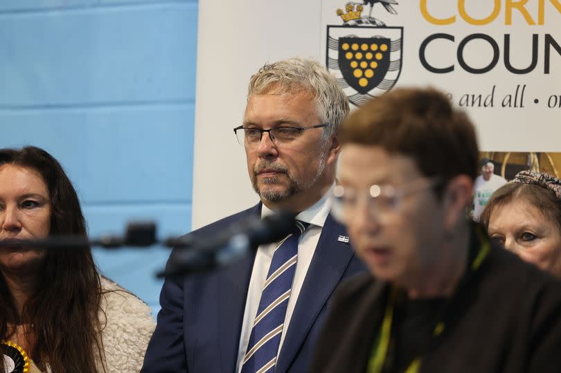 Former Conservative MP for St Austell and Newquay Steve Double looking glum as he lost his seat to Labour in the 2024 general election