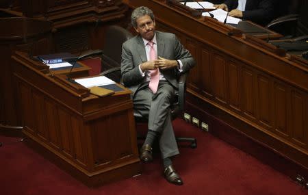 Peruvian Finance Minister Alfredo Thorne attends a session at the Congress in Lima, Peru, June 16, 2017. REUTERS/Mariana Bazo