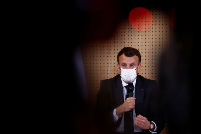 French President Macron visits a child psychiatry department at Reims hospital