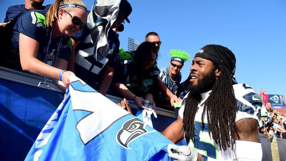 Richard Sherman has harsh words for owners who passed on Colin Kaepernick. (AP) 